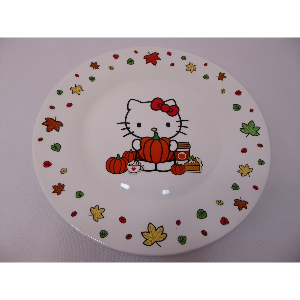 Hello Kitty Fall Pumpkin Leaves Ceramic Dinner Plate Sanrio Autumn 2024 New
